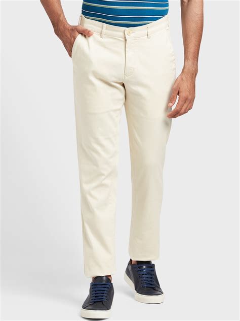 Buy ColorPlus Men Cream Coloured Regular Trousers - Trousers for Men ...