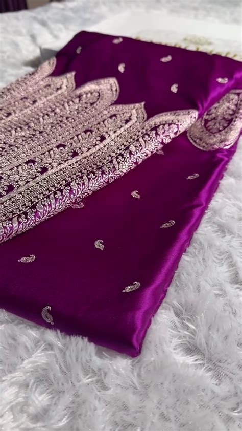 Royal Purple Banarasi Silk Saree With Silver Zari Weaving – Saarikaa