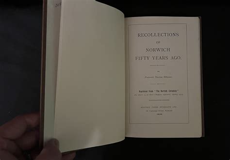 Recollections of Norwich Fifty Years Ago. 1919. - Nuckley Rare Books