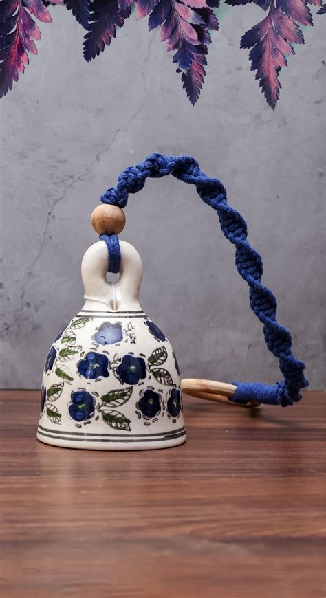 Handmade Macramé Ceramic Bells Bohemian Home Wall Décor Blue – Gathari ...