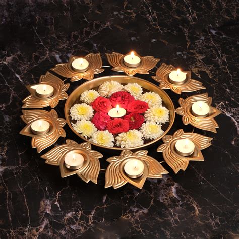 Floral Design Metal Gold Finish Urli – The Pooja Store