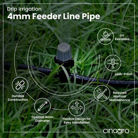 Cinagro Drip Irrigation 4 mm Diameter 100 Meter Feeder Line Pipe Drip ...