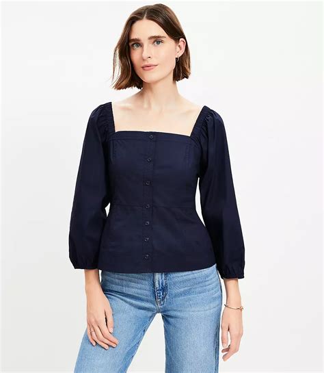 Poplin Square Neck Blouse