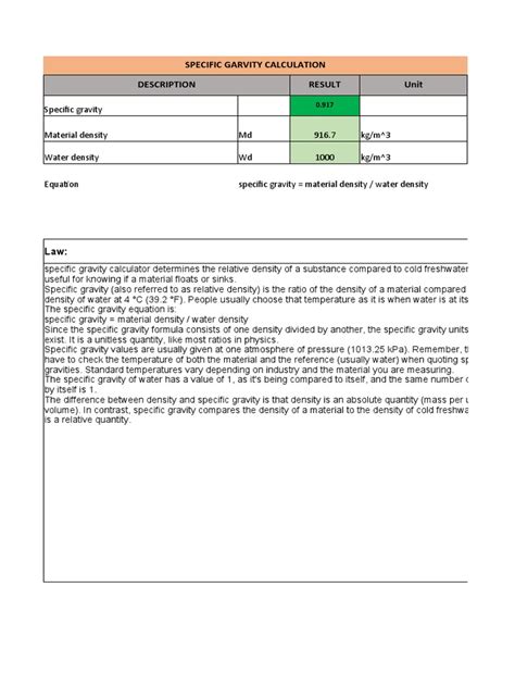 Specific Gravity Calculation Formula 的图像结果