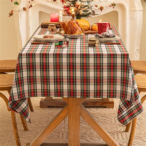 Red White Plaid Christmas Tablecloth 60x120, Tartan Table Cloth ...