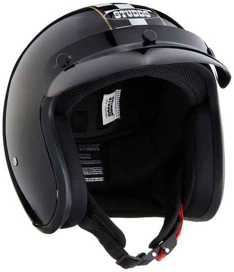 Studds JETSTAR Classic D2 Cafe Racer Open Face Helmet (Black, M ...
