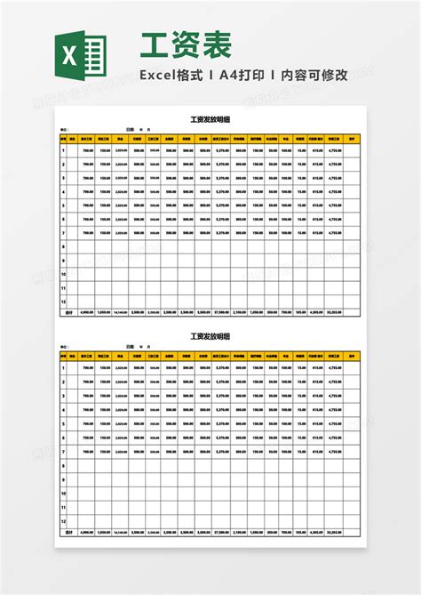 公司员工工资发放明细表Excel模板下载_熊猫办公