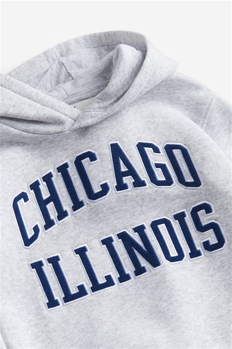 Printed hoodie - Light grey marl/Chicago - Kids | H&M IN