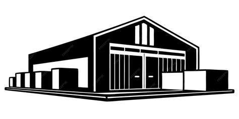 Industrial warehouse silhouettes ideal for modern design projects ...