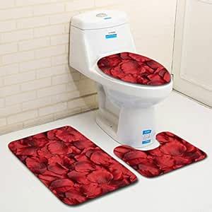 Buy Icocol 3 Piece Bathroom Set Valentine S Day Pattern Non Slip Toilet ...