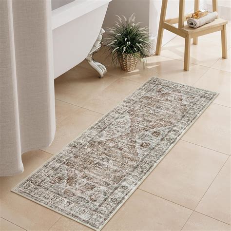 Amazon.com: Uphome Bathroom Runner Rug, Distressed Farmhouse Boho Khaki ...