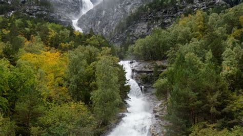 Wallpaper waterfall, rocks, landscape, trees hd, picture, image