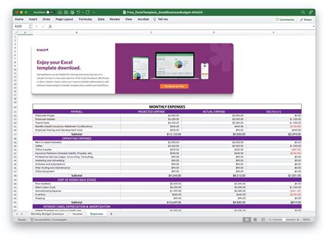 Excel Small Business Budget Template