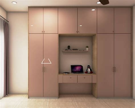 Wardrobe with Study Table Design 的图像结果