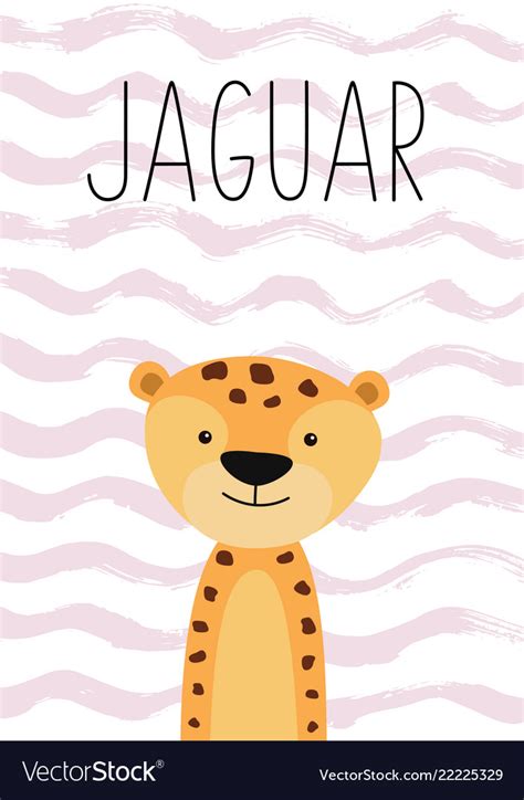 Cute jaguar cartoon character poster card for Vector Image