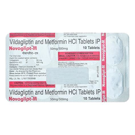 Novaglipt M 50/500mg - Strip of 10 Tablets : Amazon.in: Health ...