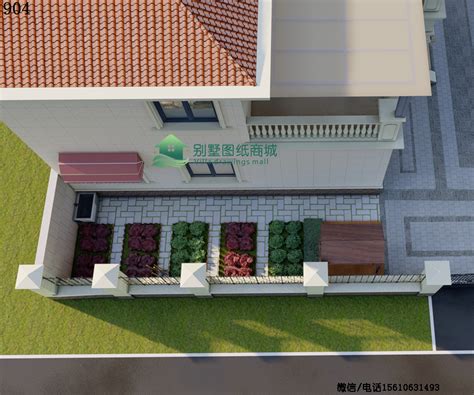 两层欧式别墅自建房设计图，含小院设计效果图 - 二层别墅设计图 - 别墅图纸商城
