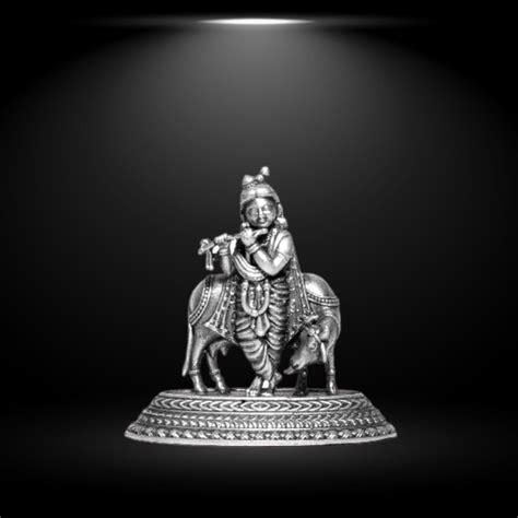 Candrin 925 Krishna With Cow 2D Idol – Candrin Jewellery
