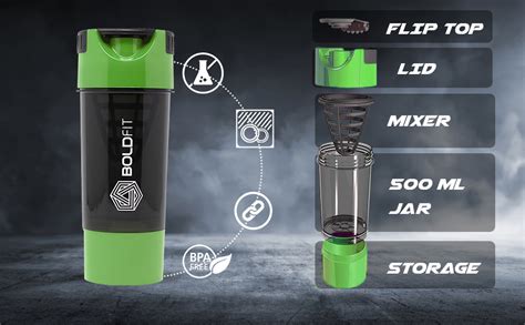 Buy Boldfit Gym Shaker Pro Cyclone Shaker Bottle 500ml with Extra ...