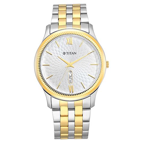 Buy Online Titan Metal White Dial Analog with Day and Date Metal Strap ...