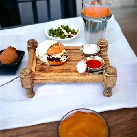 Buy KESHA SPREE Multipurpose Wooden Khaat Platter - 11 x 8 x 4 Inch ...