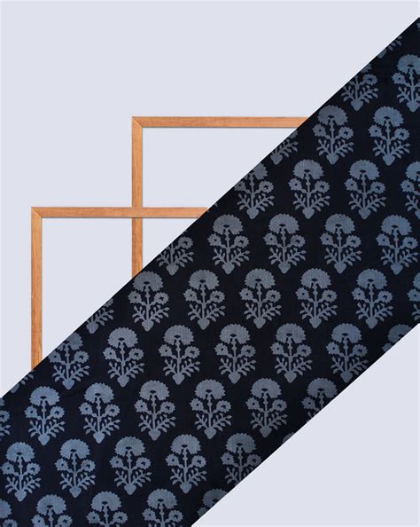 Navy Blue Floral Design Organza Printed Fabric – Sahni Fabs