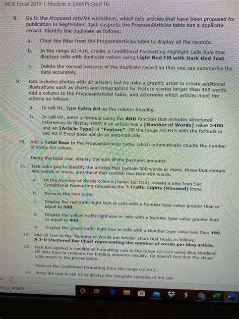 Excel 2019 Module 4 Sam Project 3B 的图像结果