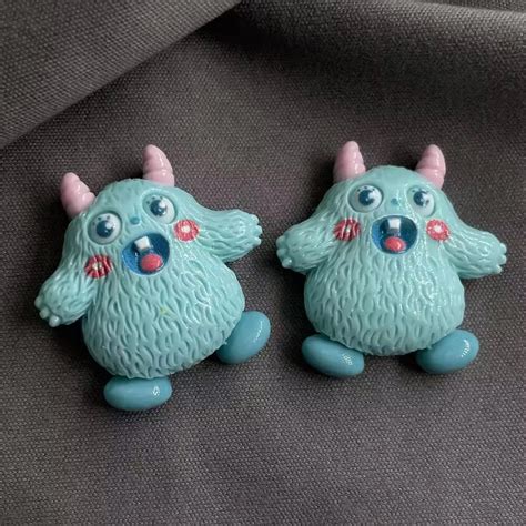 BBB 068 (b) Light blue Furry Monster cartoon Kawai themed resin charm ...
