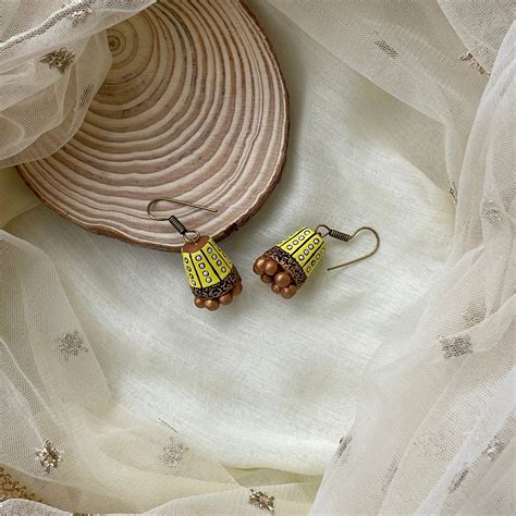 Dangling terracotta jhumkas – Shika Creations
