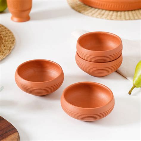 Footed Terracotta Clay Glasses Set Of 4 300ml Online - Premium Tumbler ...