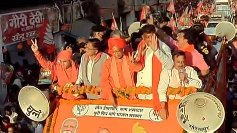 UP Polls: CM Yogi holds massive roadshow in Gorakhpur