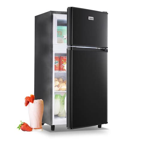 Amazon.com: WANAI Mini Fridge with Freezer Small Double Door Refrigerator Freezer-on-Top, Black ...