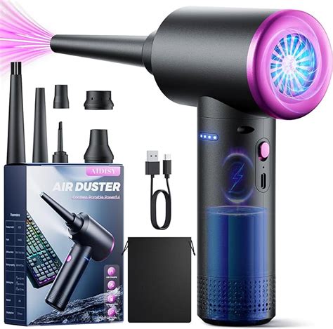 Soffiatore Aria Compressa Elettrico - 130000 RPM, 4 Velocit&agrave;, Batteria 4000mAh - Per PC, Auto, Tastiere