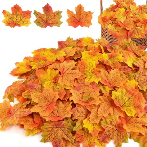 150pcs Artificial Autumn Leaves Decor, Autumn Fall Maple Leaves Multi ...