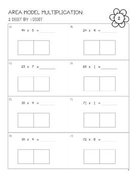Area Model Multiplication 2-Digit by 1 Digit 的图像结果