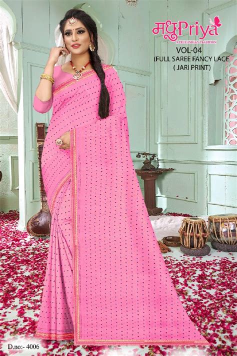 Madhupriya Chocolate Vol-4 Wholesale 60 Gram Chiffon With Jari Work ...