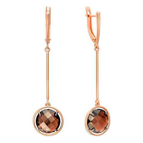 Золотые длинные серьги PLATINA Jewelry 02-4453-00-202-1110 с дымчатым ...