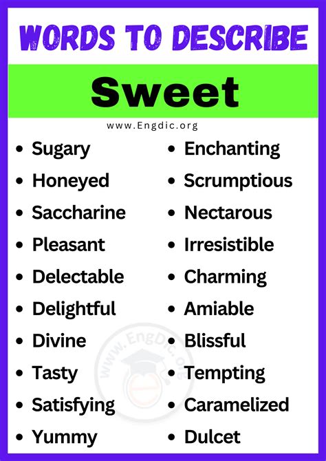 20+ Best Words to Describe Sweet, Adjectives for Sweet - EngDic
