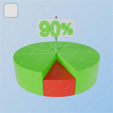 Premium PSD | Pie chart 90 percentage 3d illustration