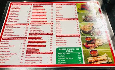 Menu at Courtallam Border Rahmath Kadai - ECR, Chennai, No 5