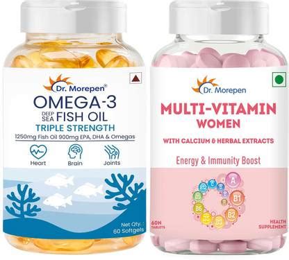 Dr. Morepen Multivitamin Women And Omega 3 Triple Strength For Heart ...