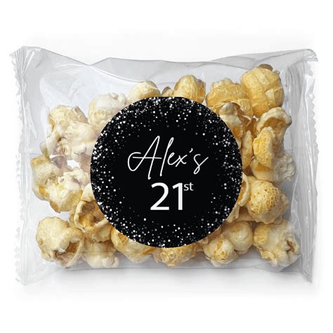 Shop Black & White Confetti Personalised Popcorn Bags