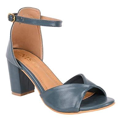 Buy GNIST Women's Twisted Toe Strap Green Block Heel at Amazon.in