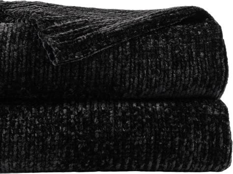 Amazon.com: BATTILO HOME Black Throw Blanket for Couch, Woven Chenille ...