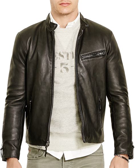 Polo Ralph Lauren Lambskin Leather Café Racer Jacket Men - Bloomingdale ...