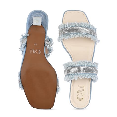 Denim Embellished Heels – The CAI Store