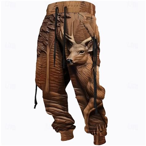 Men's Optical Illusion Hunting Deer Sweatpants Trousers Mid Waist ...
