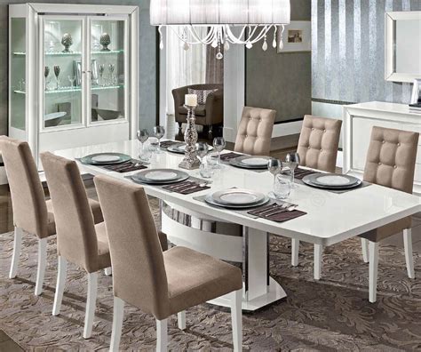 Camel Group Roma White High Gloss Extending Dining Table With 6 Chair ...