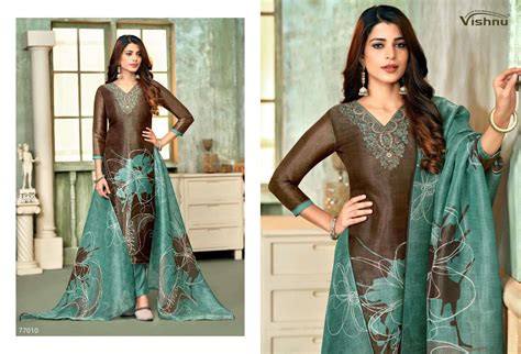 VISHNU IMPEX COSMOS SIMMER FABRIC DESIGNER WORK SUITS AT BEST ONLINE ...