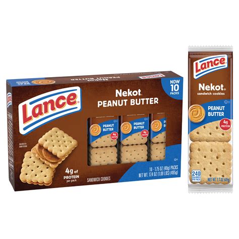 Lance Nekot Sandwich Cookies - Peanut Butter - 10ct Display Box
